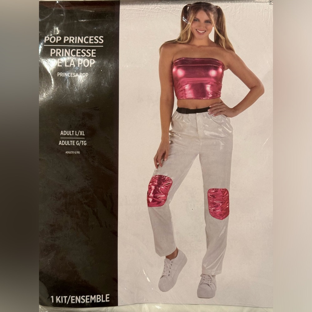 Womens Multicolor 90's Pop Princess Costume (L/XL)- 2 Pcs.
